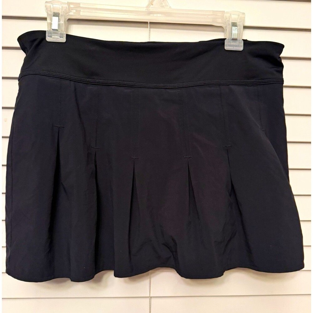 Athleta Women’s Black Pleated Athletic Skort M Stretch Zip Pocket Tennis Golf